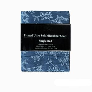 Bloomington Printed Microfiber Sheet Set Single Indigo Floral