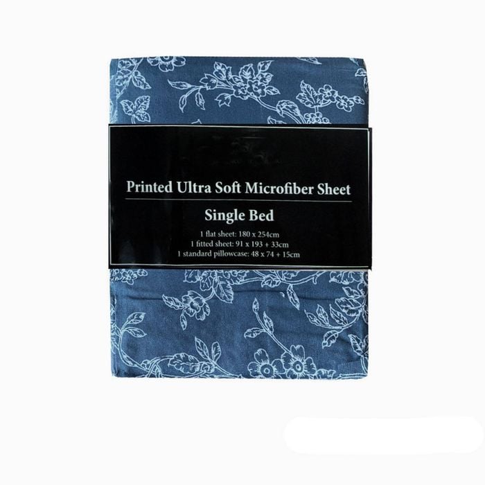Bloomington Printed Microfiber Sheet Set Single Indigo Floral