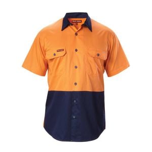 Hard Yakka Orange / Navy Koolgear Short Sleeve Shirt - Size 2XL