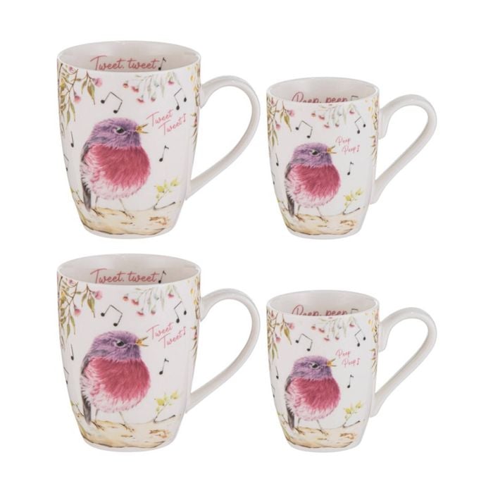2x 2pc Ashdene Mini Me Tweet-tweet/peep-peep Drinking Mug Cup Set Animal Art