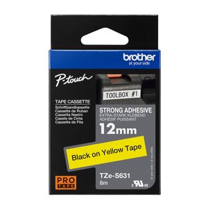 Brother 12mm Black on Yellow TZe-S631 Labelling Tape