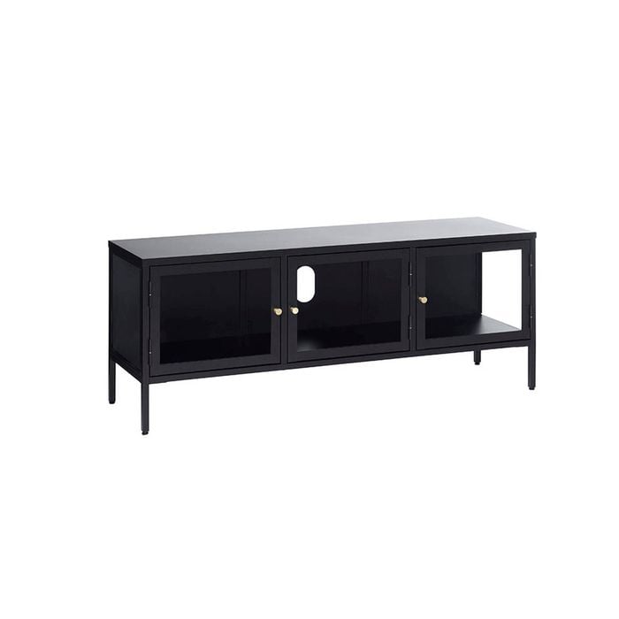 Modern Furniture CARMEL 3 Glass Doors Entertainment TV Unit 132cm - Black