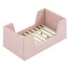 Costway Kid Bed Frame Velvet Upholstered Floor Bed Base Platform Pink