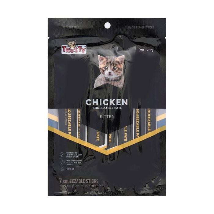 Trusty Chicken Squeezable Pate Kitten Treats - Pack of 7