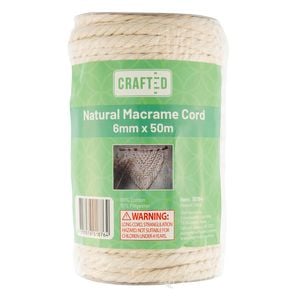 Crafted 6mm x 50m Natural Macrame Cord