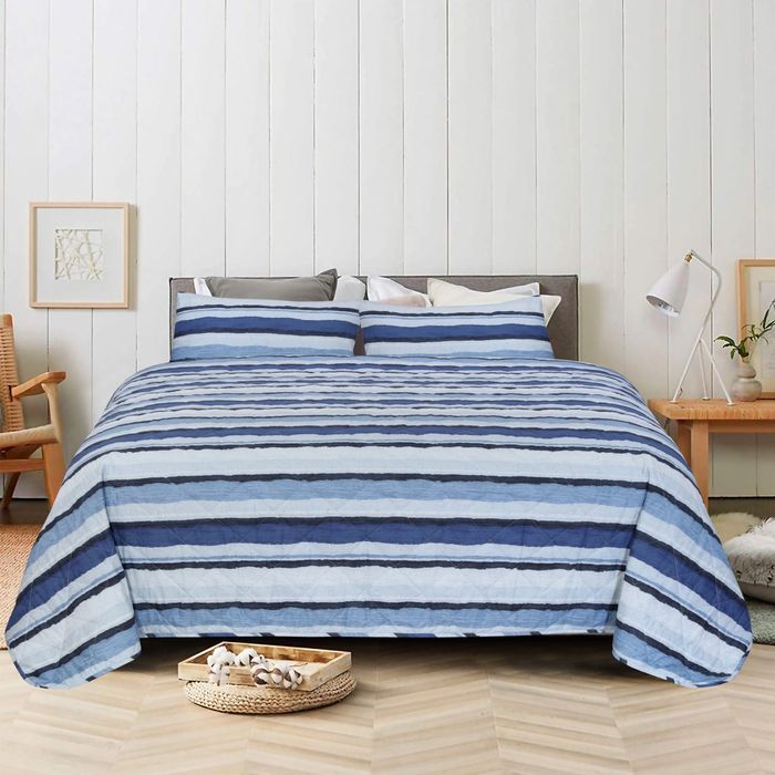 Pure Cotton Bedspread Set With Extra Standard Pillowcases - Ocean