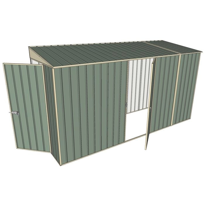 Build-A-Shed 1.2 x 3.7 x 2.0m Tunnel Shed Tunnel Hinged Door with 1 Hinged Side Door - Green
