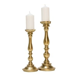 Set Of 2 Ssh Collection Alexa 36 And 44cm Tall Single Candle Stands - Brass