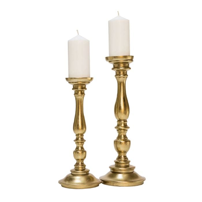 Set Of 2 Ssh Collection Alexa 36 And 44cm Tall Single Candle Stands - Brass