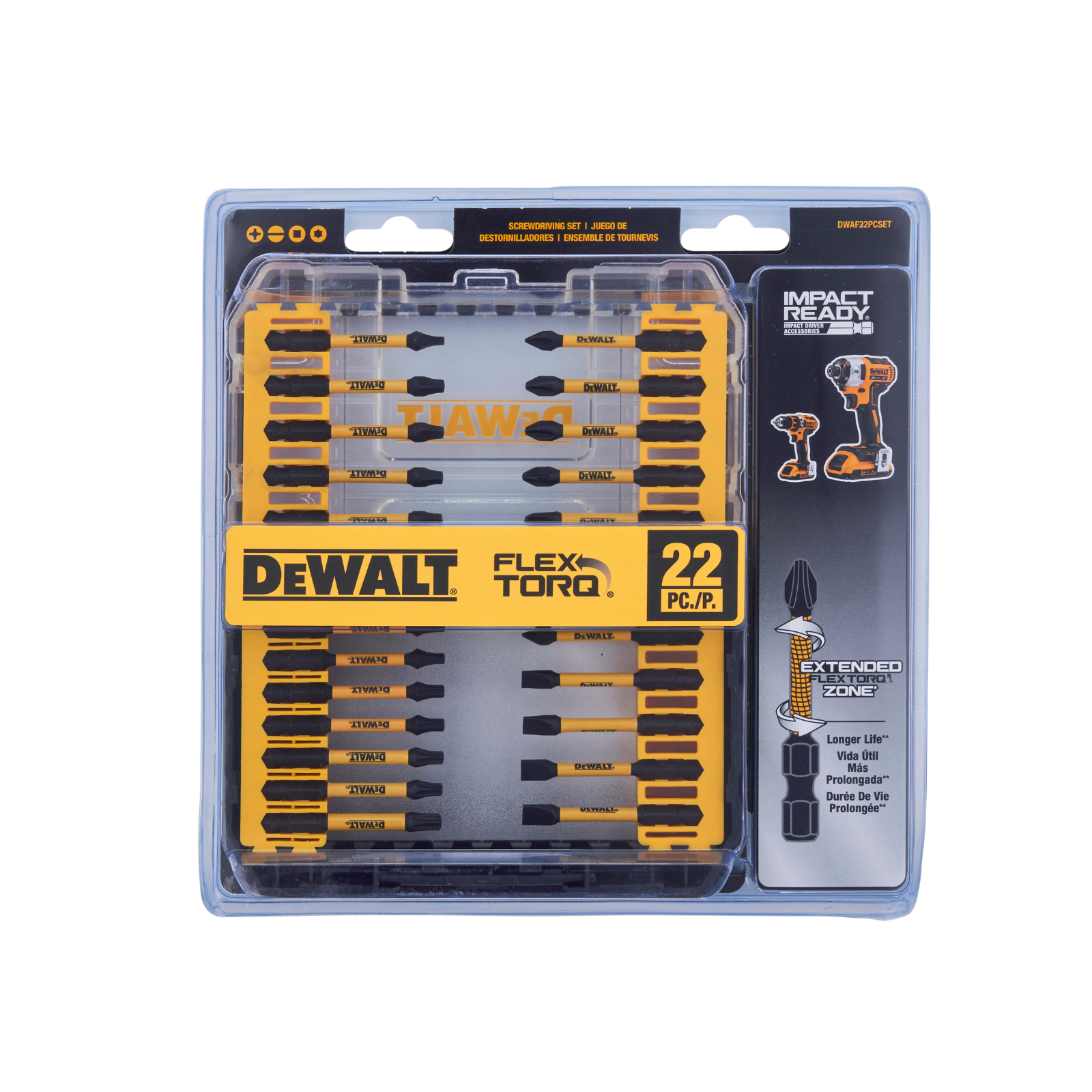 DEWALT FlexTorq Schlagschrauber-Bit Set – 22-teilig, Im ToughCase+ Aufbewahrungssystem