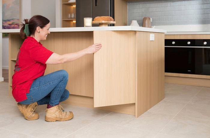 Storage underneath island bench