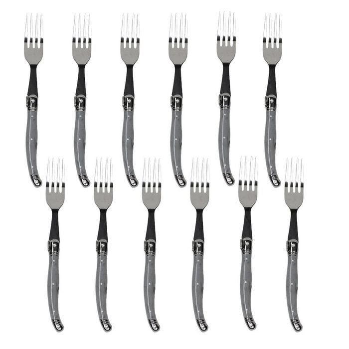 12pc Laguiole Etiquette Stainless Steel Fork Set 22.5cm Marble Grey