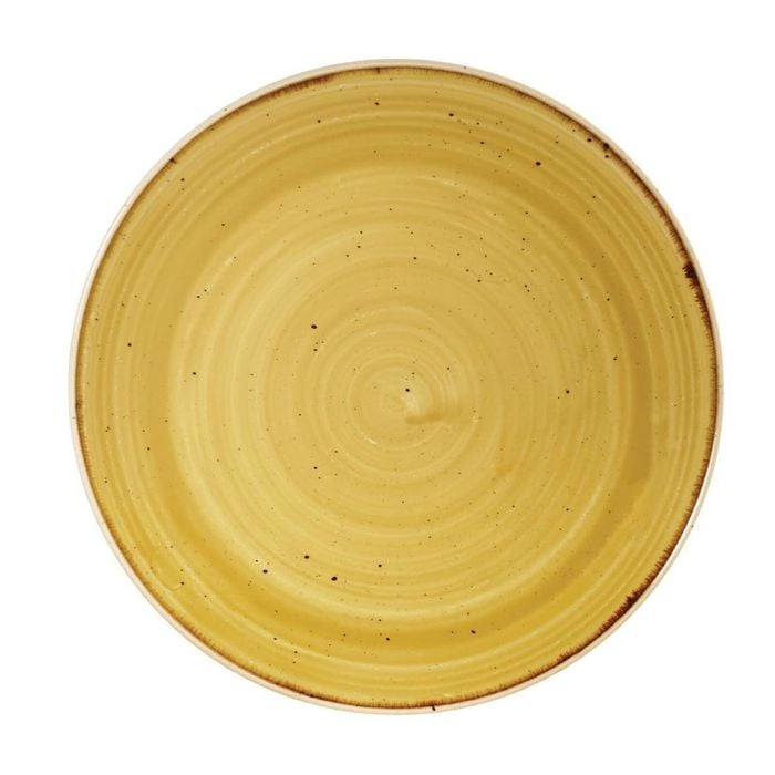 Churchill Round Coupe Plate Stonecast Mustard Seed Yellow 220mm Ceramic Dinnerware