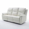 Duke 3 Seater Manual Recliner Genuine Leather Off White