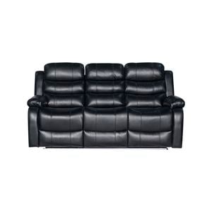 3 Seater Seater Finest Black Leatherette Recliner Feature Console LED Light Ultra Cushioned