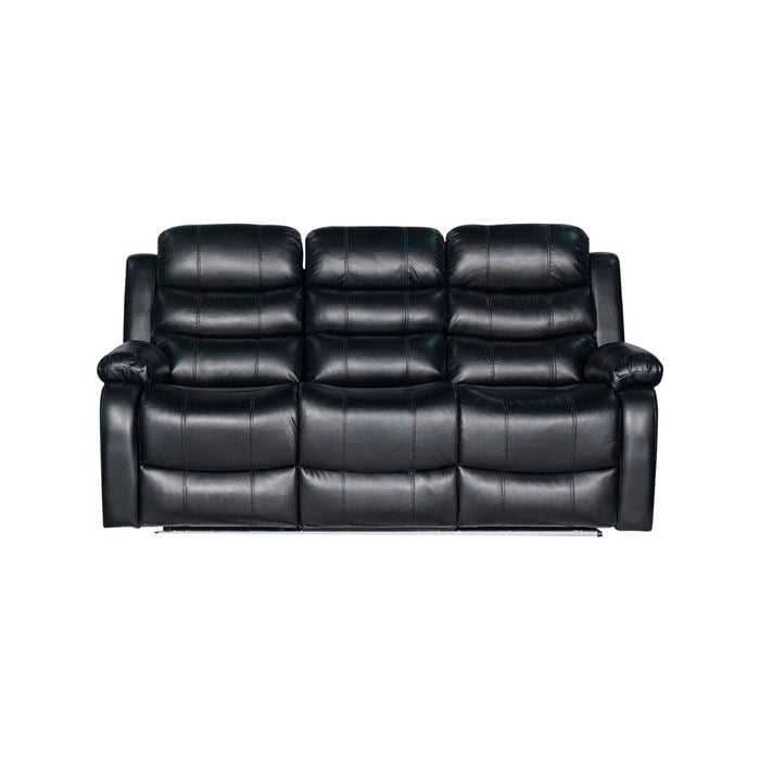 3 Seater Seater Finest Black Leatherette Recliner Feature Console LED Light Ultra Cushioned