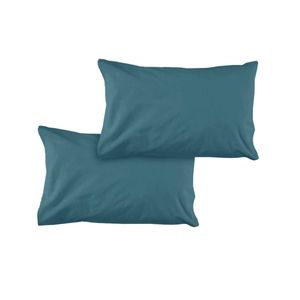 Bloomington Pair of Solid Colour Microfiber Standard Pillowcases 48x73cmx15cm (Flap) Air Force