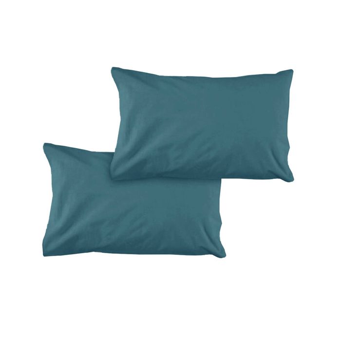Bloomington Pair of Solid Colour Microfiber Standard Pillowcases 48x73cmx15cm (Flap) Air Force