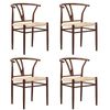Oikiture 4x Dining Chair Metal Hans Wegner Chair Wishbone Cafe Lounge Walnut