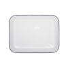 Argon Tableware Enamel Baking Tray - Blue Rim - Lightweight Metal Rectangular Enamel Oven Tray Kitchen Bakeware Flat Cooking Pan