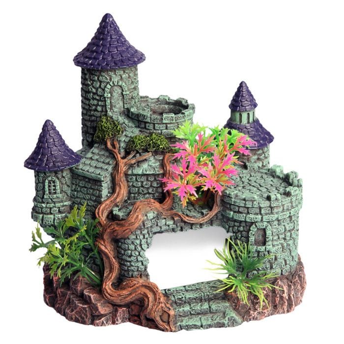 Aqua One Castle With Tree And Plant Ornament (36896)