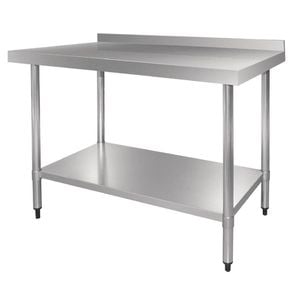 Vogue Stainless Steel Prep Table With Splashback 430 Grade 900(h) X 600(w) X 700(d)mm Commercial Kitchen Workbench