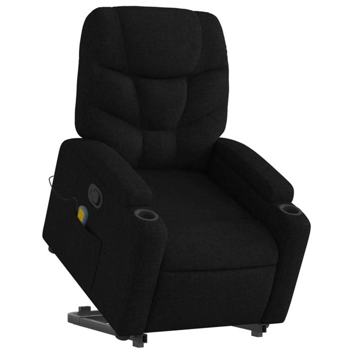 vidaXL Stand up Massage Recliner Chair Office Armchair Single Sofa Black Fabric