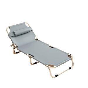 Portable Folding Bed Heavy-duty Steel Frame Camping Cot With Gray Fabric