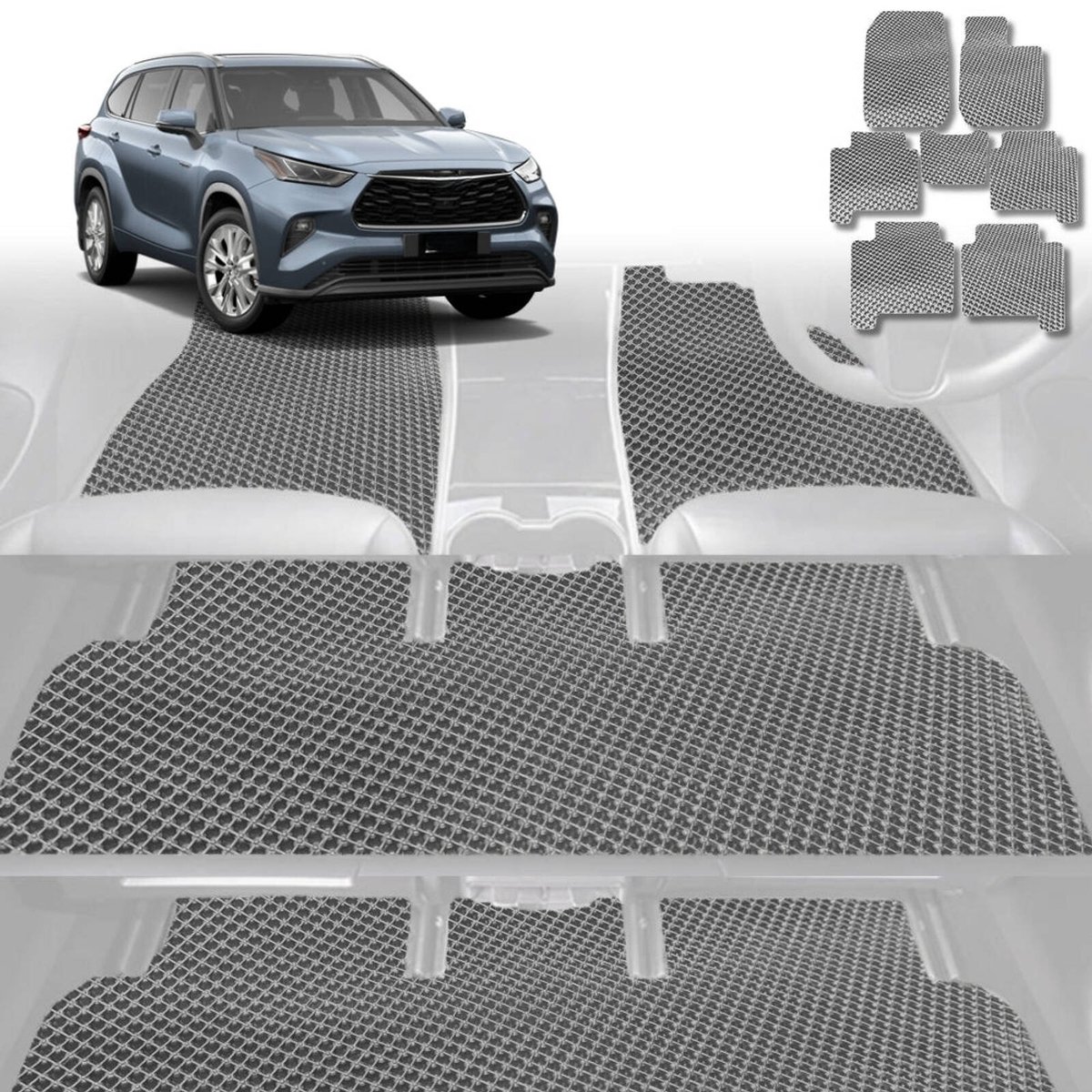 6D Diamond Car Floor Mats for Toyota Kluger 2021-Current-Ultimate Set ...