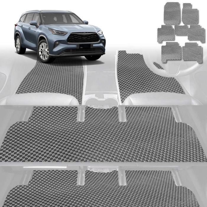 6D Diamond Car Floor Mats for Toyota Kluger 2021-Current-Ultimate Set-Grey-Outback GT