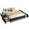 Artiss Double Bed Base with Storage Drawers RGB Lights Charging Station