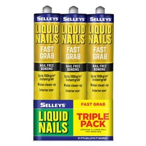 Selleys 420g Liquid Nails Construction Adhesive Fast Grab - 3 Pack