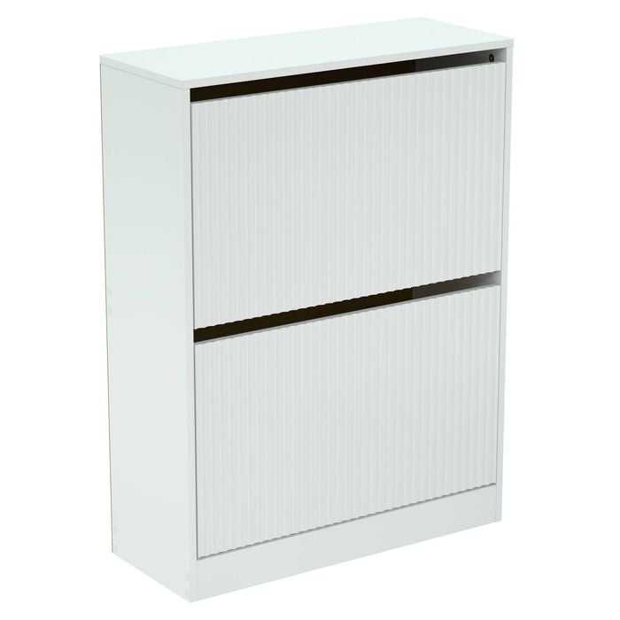 Flexi Storage Living White Corrugated 2 Door Shoe Cabinet
