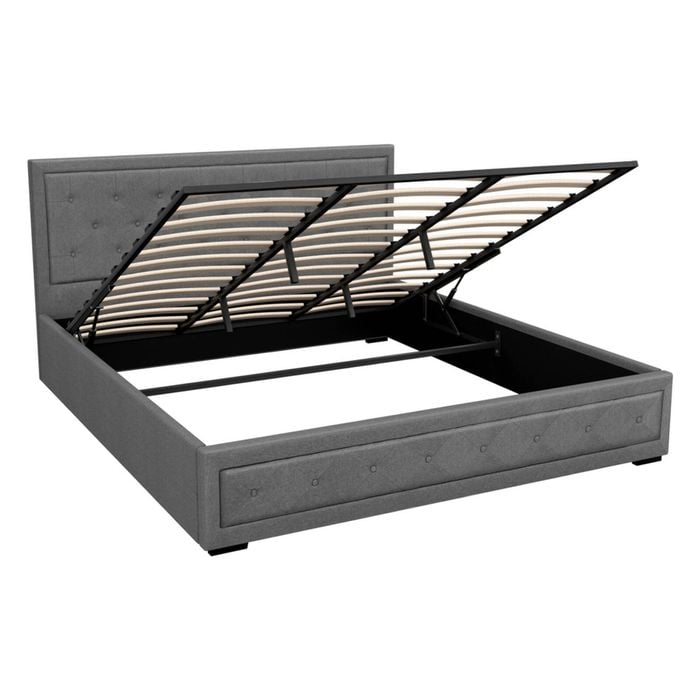 Artiss Fabric Bed Frame Gas Lift Beds Base King Grey