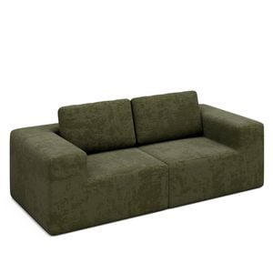 Ufurniture Loveseat Cloud Sofa Boneless Sectional Floor Couch with Deep Seat Fluffy Comfy Modular Sofa Green