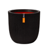 Capi 35cm Black Groove Outdoor Plant Pot - Black 350mm