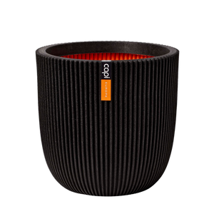 Capi 35cm Black Groove Outdoor Plant Pot - Black 350mm