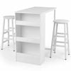 Costway Retro Dining Table Chairs Set Of 3 Home Kitchen Cafe White