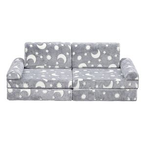 Ufurniture 10PCS Modular Kids Couch Convertible Toddler Play Sofa for Playroom Bedroom Grey