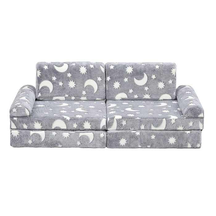 Ufurniture 10PCS Modular Kids Couch Convertible Toddler Play Sofa for Playroom Bedroom Grey