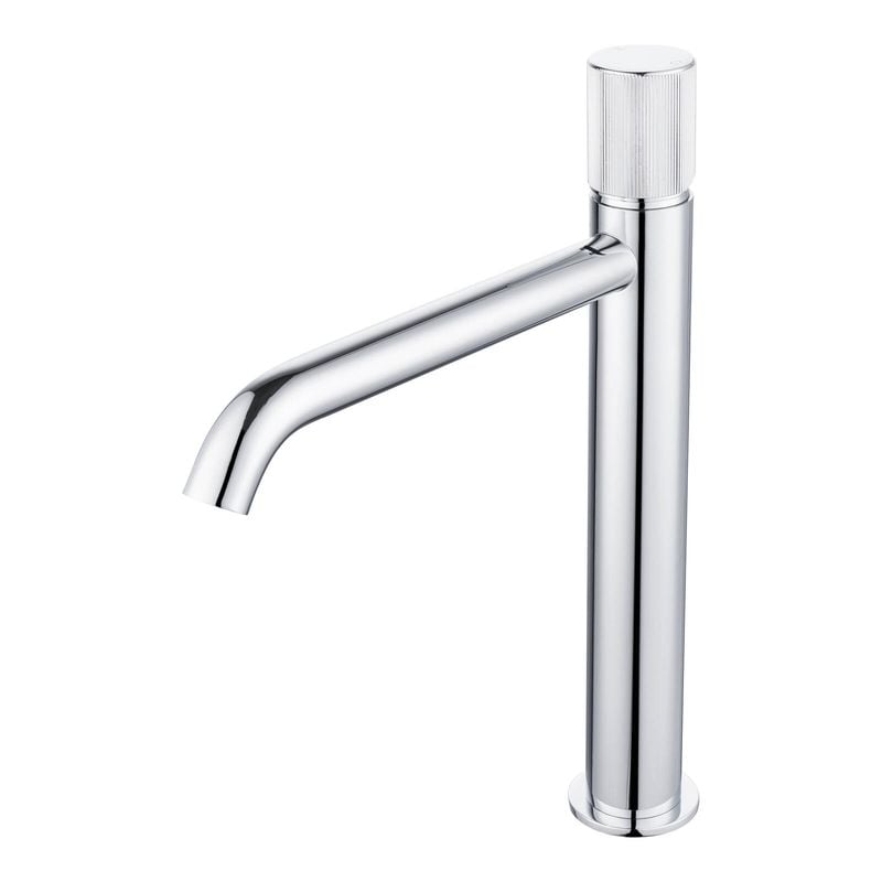 Mondella WELS 4 Star 7.5L/min 25mm Chrome Resonance Textured Handle Curved Spout Vessel Basin Mixer