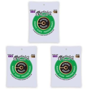 3PK Martin Guitar MA535S Authentic Silked Strings 92/8 Phosphor Custom Light