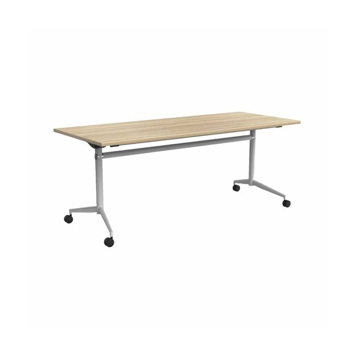Olg Uniflip Table White Frame New Oak Smooth Top L1600mm X W600mm