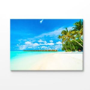 Maldives Island With Palms Tree Print 100% Australian Made 90x60cm (Stretched Canvas)