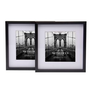 Cooper & Co. 6 x 6inch Mat to 4 x 4inch Set of 2 Black Premium Metallicus Metal Photo Frames