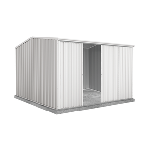 Absco Sheds 3.0 x 3.0 x 2.06m Surfmist Ezislider Double Sliding Door Garden Shed