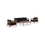 Bronte 3+1+1 Outdoor Teak Look Aluminium Lounge Setting With Coffee Table
