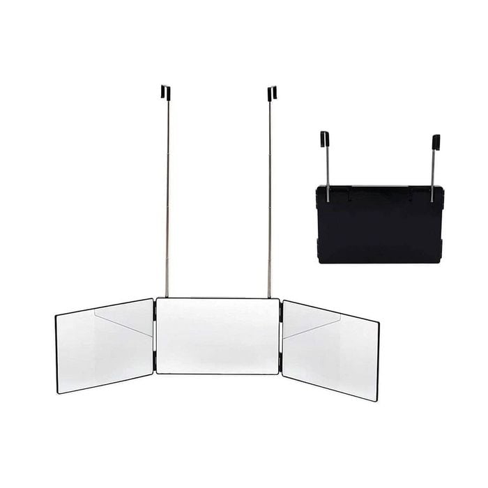 DIY Haircut Tool: 3-Way Mirror for Home Hair Cutting, Trimming and Shaving, Adjustable and Portable, Hands-Free