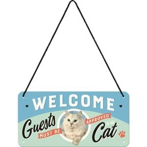 Nostalgic Art Metal 10x20cm Hanging Sign Welcome Guests Cat