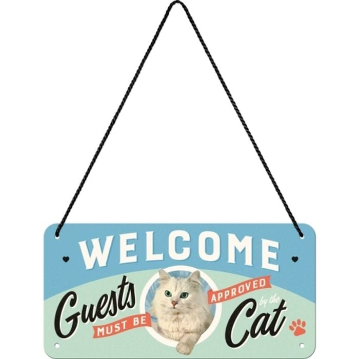 Nostalgic Art Metal 10x20cm Hanging Sign Welcome Guests Cat